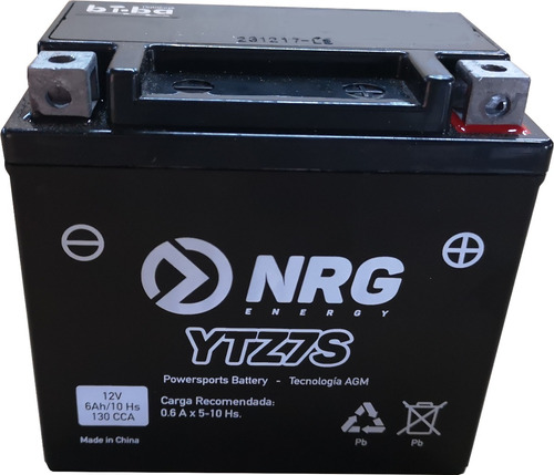 Batería Moto Agm Nrg Ytz7-s