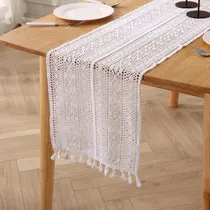 Comprar Camino De Mesa Bohemio De Macramé De Ganchillo Con Borlas, B
