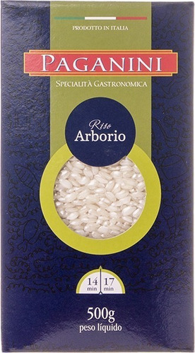 Arroz Italiano Arborio Grãos Grandes Branco Perolado Caixa Com 500g Paganini
