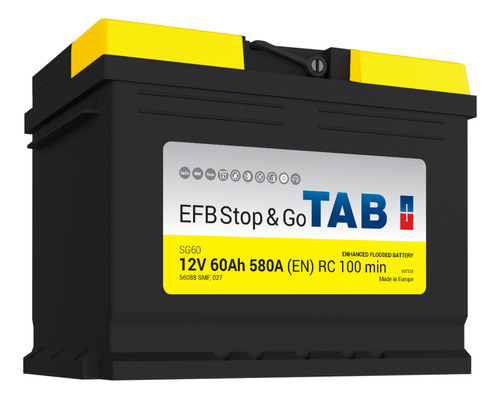 Batería Start Stop Tab 12v 60a 580cca Sg60 Positivo Derecho