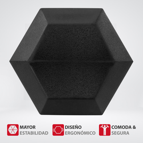 Mancuerna Hexagonal De Acero Pesa Recubierta Neopreno 40 Lbs