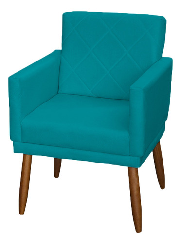 Kit 3 Poltronas Decorativas Para Recepção Consultório Cores Cor Azul-turquesa Desenho Do Tecido Suede Liso
