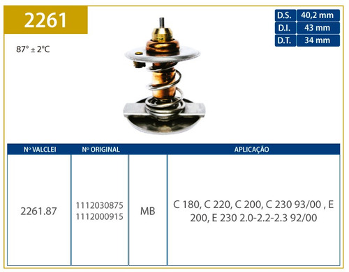 Valvula Termostatica Mercedes C180/ C220/ C230 1.8/ 2.0/ 2.2