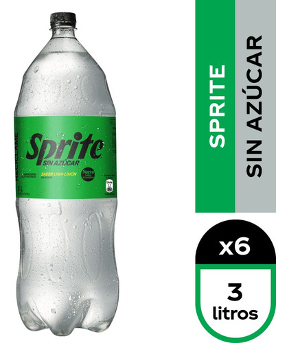 6x Bebida Sprite Sin Azúcar 3000cc