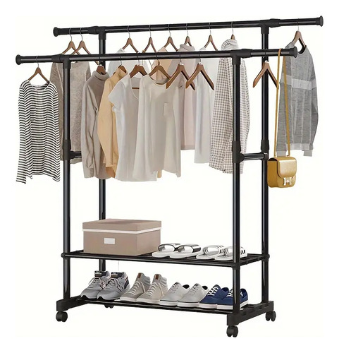 Un Conjunto De Perchas De Doble Poste Para Colgar Ropa, Esta