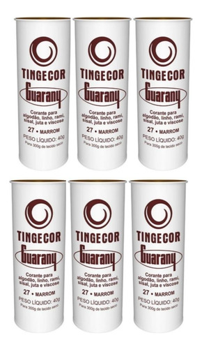 Tintol Guarany Marrom Para Tingir Tecidos - Kit 6 Unidades
