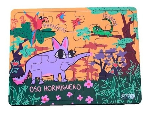 Puzzle Rompecabezas Oso Hormiguero Madera Encastre 24pz