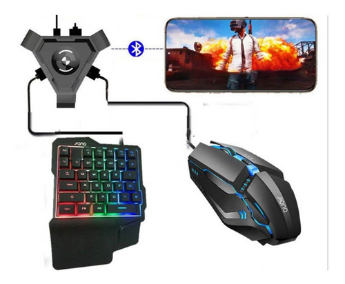 Adaptador Teclado E Mouse Gamer P/ Celular Bluetooth