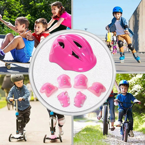 Casco Protección Niños Rodilleras Coderas Ciclismo Patinaje