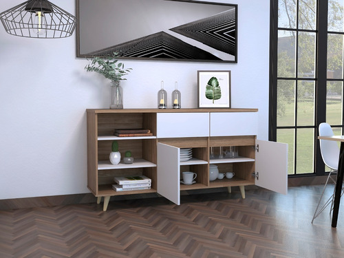 Bife En Madera Alina Color Miel Blanco Elegante Bmb 3339