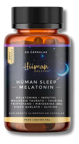 Hüman Sleep Melatonina Triptofano Piridoxina 60caps Sabor Sem sabor