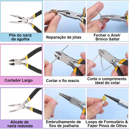 Kit 5 Alicates Universal Bico Corte P/ Artesanato Bijuteria