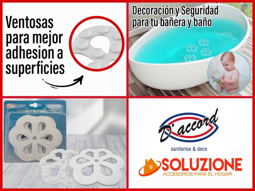 Imagen 4 de 10 de Aplique Antideslizante Bañera Con Ventosas X 4 Unidades