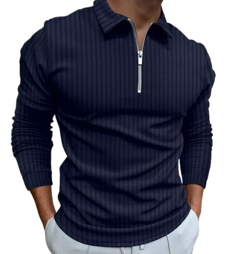 Camisa Polo Masculina Con Cremallera Manga Compuesta Blusa L