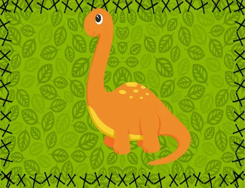 Painel Dinossauro Baby Cute Redondo medindo 1,00x1,00 - Lona