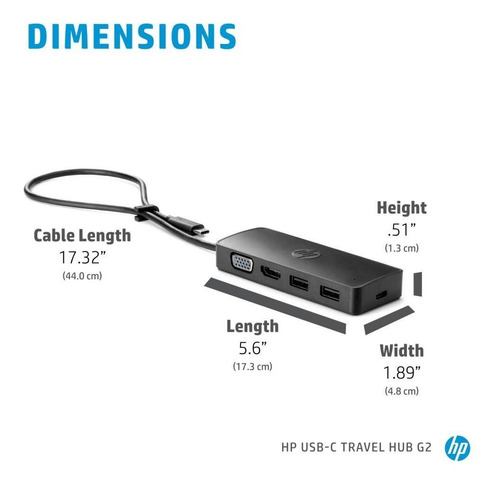 Imagen 4 de 7 de Adaptador Hp Usb-c Travel Hub G2 7pj38aa Hdmi Vga Usb-a