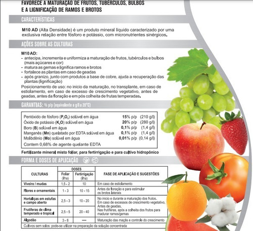 Adubo Organico M10 Ad Mineral 1 Litro - Certificado Ecocert