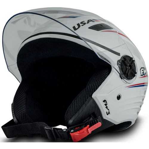 Imagem 4 de 7 de Capacete Com Viseira Cristal Para Moto X Open Eua Branco
