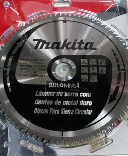 Sierra Circular Makita B-19255 Madera 255mm 30 25.4 80dt Mkb