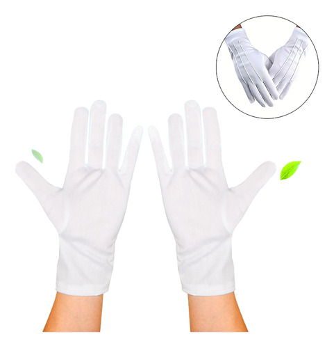 Guantes Blancos Algodon Para Mesero,escuela,joyeria,unisex