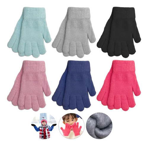 Guantes Largos Para Niños Niñas Infantiles Invierno Plush Verde Agua