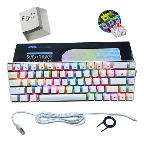 Teclado Mecânico Gamer 65% Magegee MK-Box Pudim Branco RGB Switch