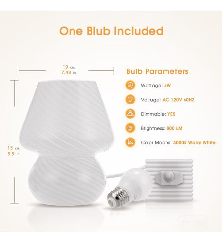 Lámpara De Hongo, Luz Nocturna Regulable Para Dormitorio, Lá