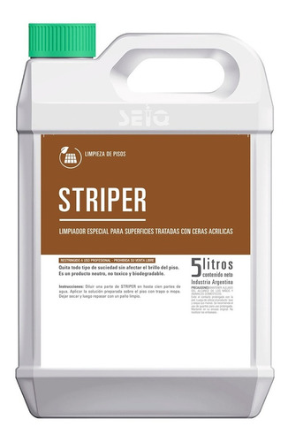 Limpiador De Pisos Neutro Seiq Striper X 5 Litros
