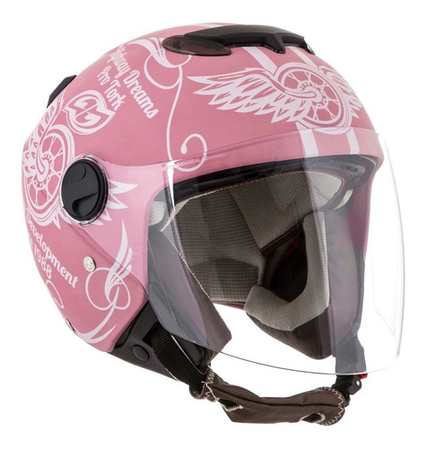 Capacete para moto  aberto Pro Tork New Atomic  Highway Dreams  rosa-mate highway dreams tamanho 60 