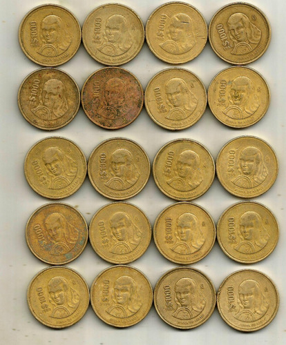 Lote De 20 Monedas De 1000 Pesos Sor Juana 1988-89