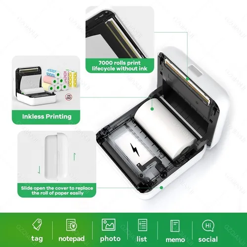 203dpi Peripage A6 Mini Impresora +6 Pegatinas, Rollos De Pa