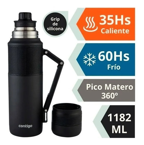 Imagen 2 de 4 de Termo Contigo De Acero Inoxidable 1.1 Litros Negro 60 Horas