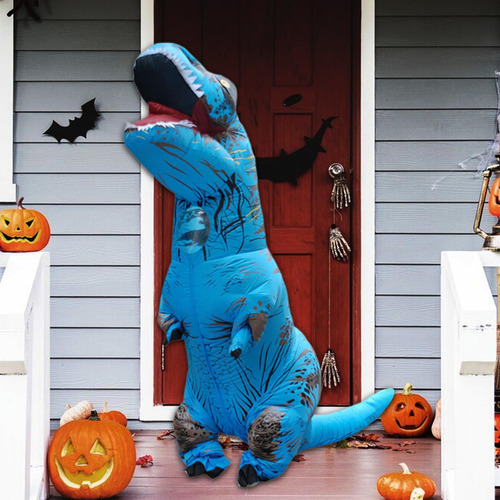 Disfraz De Dinosaurio Inflable, Disfraz Con Adultos Azul