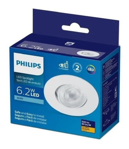 Foco Spot  Embutido Philips Blanco Basculante 6.2w 