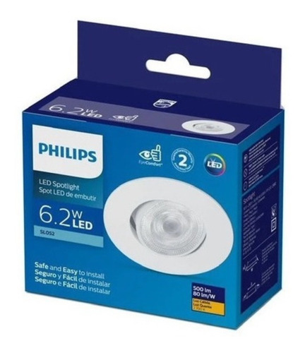 Imagen 1 de 6 de Foco Spot Embutido Philips Blanco Basculante 6.2w