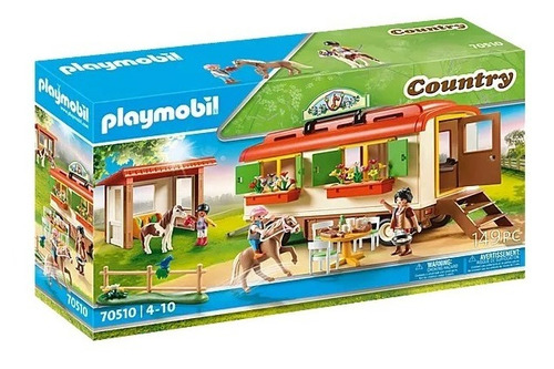 Figura Armable Playmobil Caravana Campamento De Ponis 149 Pc