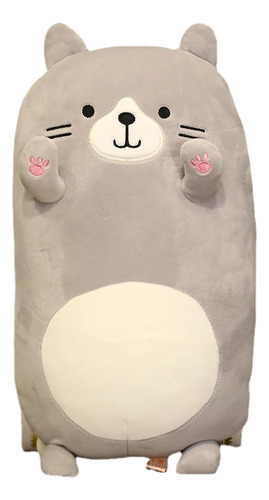 Peluche Almohada Gato Gatito Suave Diseños Kawaii 40cm Color Gris