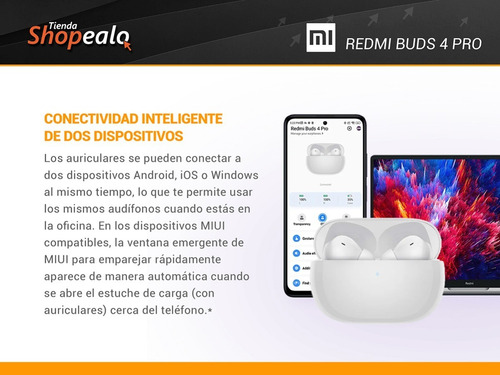Imagen 9 de 10 de Auriculares Bluetooth Xiaomi Redmi Buds 4 Pro Blanco + Cuota