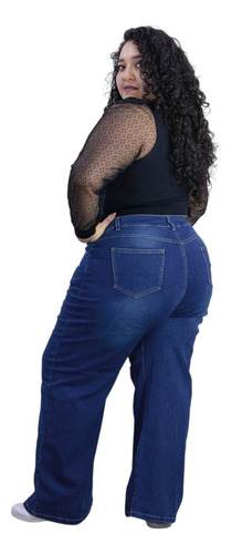 Jeans Talla Extra Wide Leg Pantalón Mezclilla Mujer Ingrid