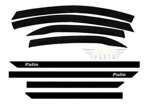 Kit Friso Borrachão Fiat Palio Fire + Calha De Chuva
