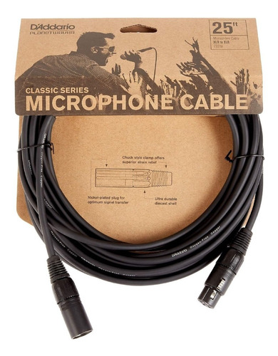 Cable Balanceado Microfono Xlr Canon 7,62m Daddario Pwcmic25