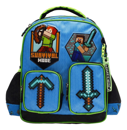 Mochila Kinder Infantil Microsoft Minecraft 11 L Azul Estampado