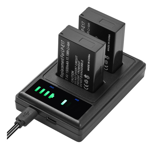 Q Cargador De Batería Lp-e17 Con Indicadores Led + 2 Piezas