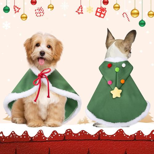 Disfraz Navidad Perro, Felpa Capa Navideño De Gato Con