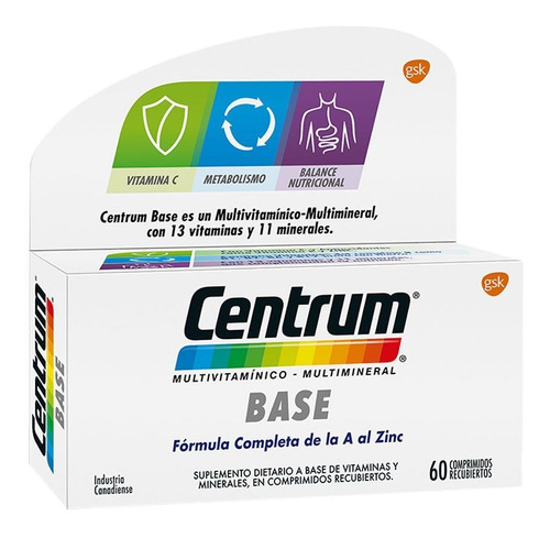 Centrum Base Multivitaminico Multimineral Cmp X 60 Sabor No