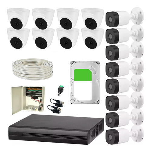 Kit Cctv Dvr 16 Canales 1080p Lite / 8 Bala 8 Domo + Hdd 3tb