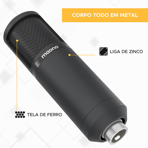 4x Microfone Cond. Maono Au-pm320s C/ Suporte E Filtro Pop