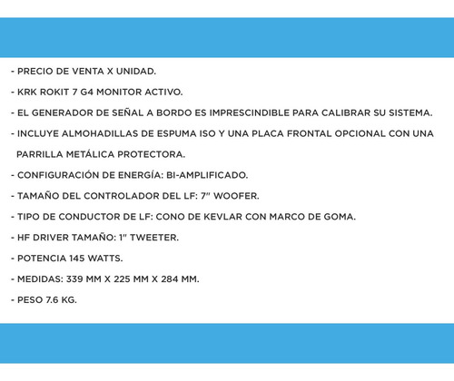 Imagen 3 de 10 de Monitor Estudio Krk Systems Rokit Rp7 G4 Activo X Unidad