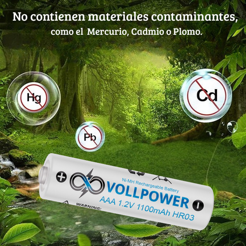 4 Pilas Aaa Triple A Recargables Vollpower 1100mah En Cajita