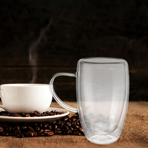 Cf 4 Taza De Café De Cristal De Doble Pared Moderna Con Asa